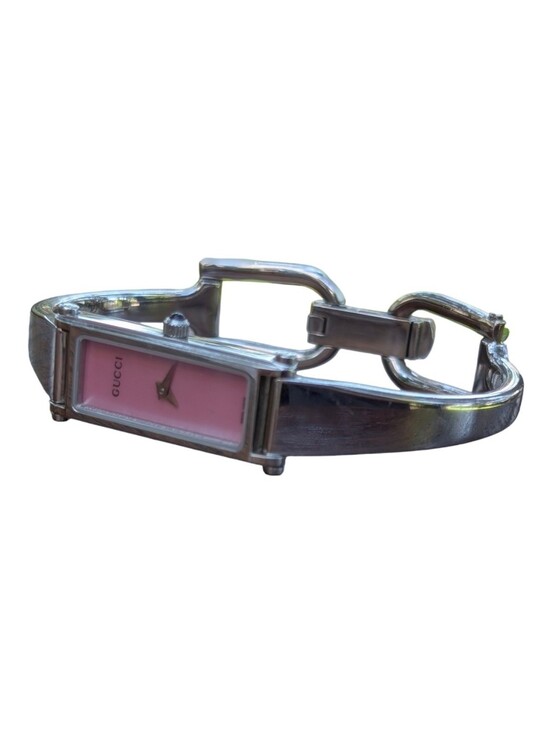 Gucci Vintage Rectangular Pink Mother-of-Pearl Bangle Watch - EUC! main image 7